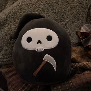 Squishmallows Otto the Grim Reaper Pillow - Black and White